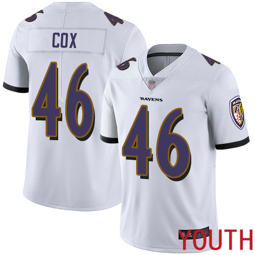 Baltimore Ravens Limited White Youth Morgan Cox Road Jersey NFL Football #46 Vapor Untouchable->nfl t-shirts->Sports Accessory